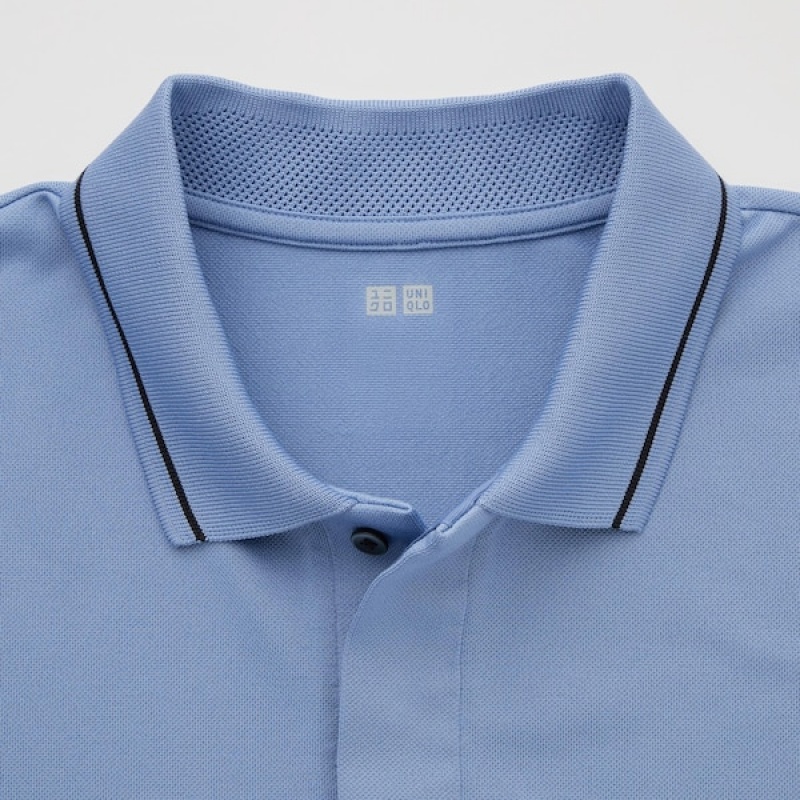 Uniqlo DRY-EX Kort-Sleeve Poloshirt Herre Blå | 1397-BGHRQ