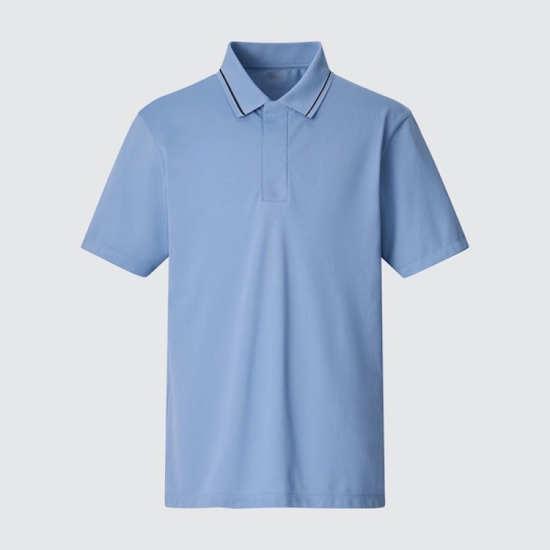 Uniqlo DRY-EX Kort-Sleeve Poloshirt Herre Blå | 1397-BGHRQ