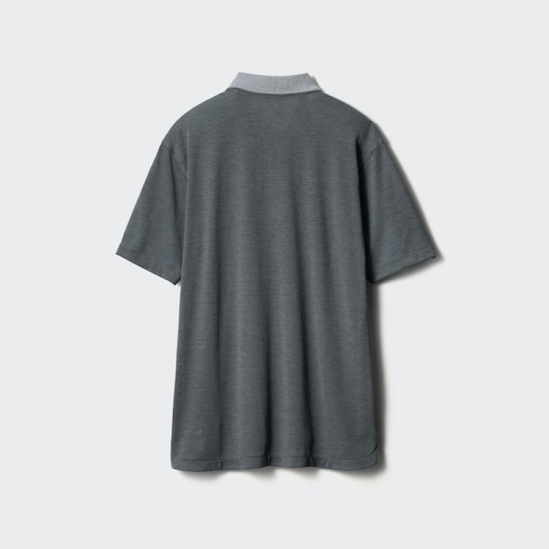 Uniqlo DRY-EX Kort-Sleeve Poloshirt Herre Grå | 8435-SLDHJ