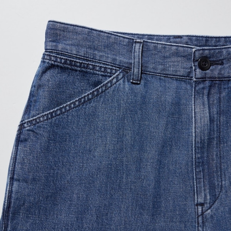 Uniqlo Denim Arbejds Jeans Herre Hvide | 9302-YODXB