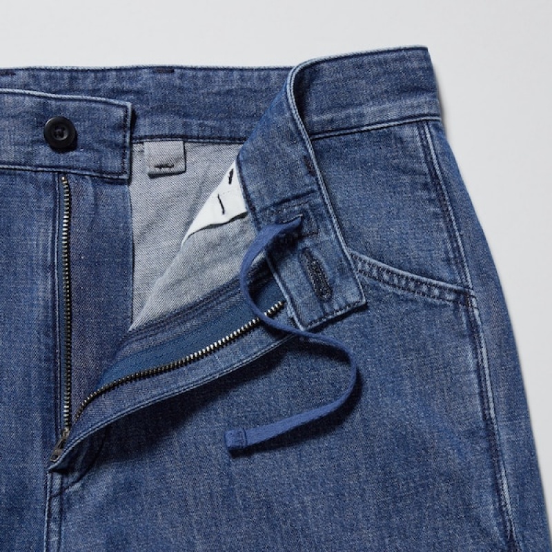 Uniqlo Denim Arbejds Jeans Herre Hvide | 9302-YODXB