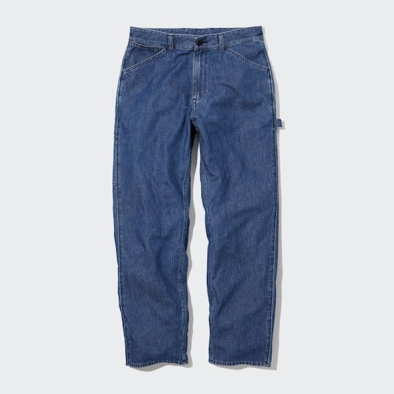 Uniqlo Denim Arbejds Jeans Herre Hvide | 9302-YODXB