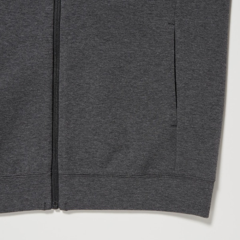 Uniqlo Dry Stretch Sweat Full-Zip Hættetrøje Herre Mørkegrå | 0128-WRBIG