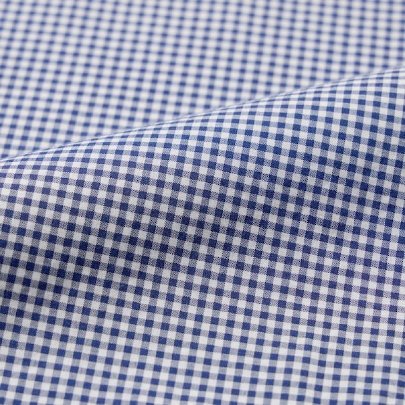 Uniqlo Extra Fine Bomulds Broadcloth Checkered Long-Sleeve Skjorte Herre Blå | 1976-SXTKW