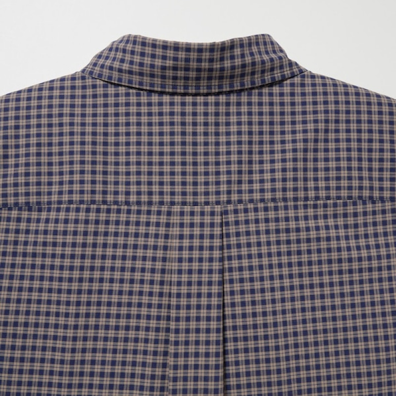 Uniqlo Extra Fine Bomulds Broadcloth Checked Long-Sleeve Skjorte Herre Brune | 9807-VLFPW