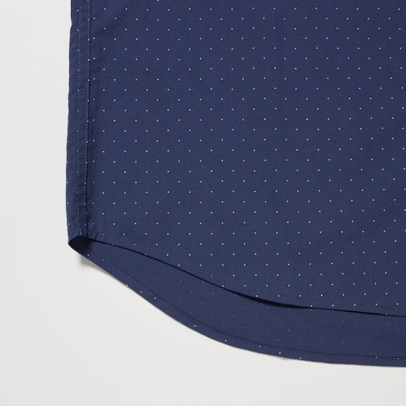 Uniqlo Extra Fine Bomulds Broadcloth Dotted Long-Sleeve Skjorte Herre Blå | 7498-UBFIZ