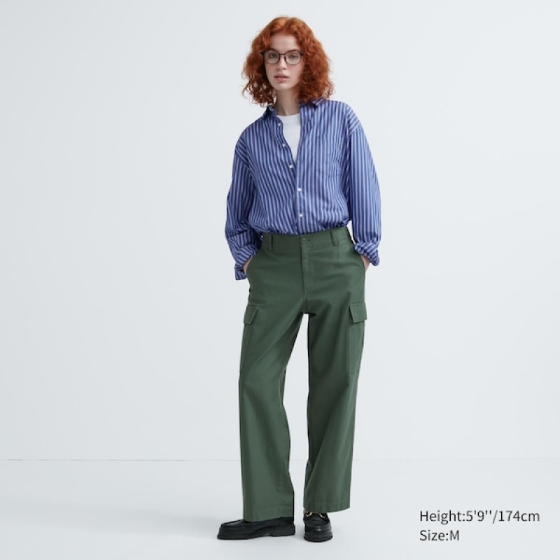 Uniqlo Extra Fine Bomulds Broadcloth Long-Sleeve Skjorte Dame Blå | 4120-JYKFL