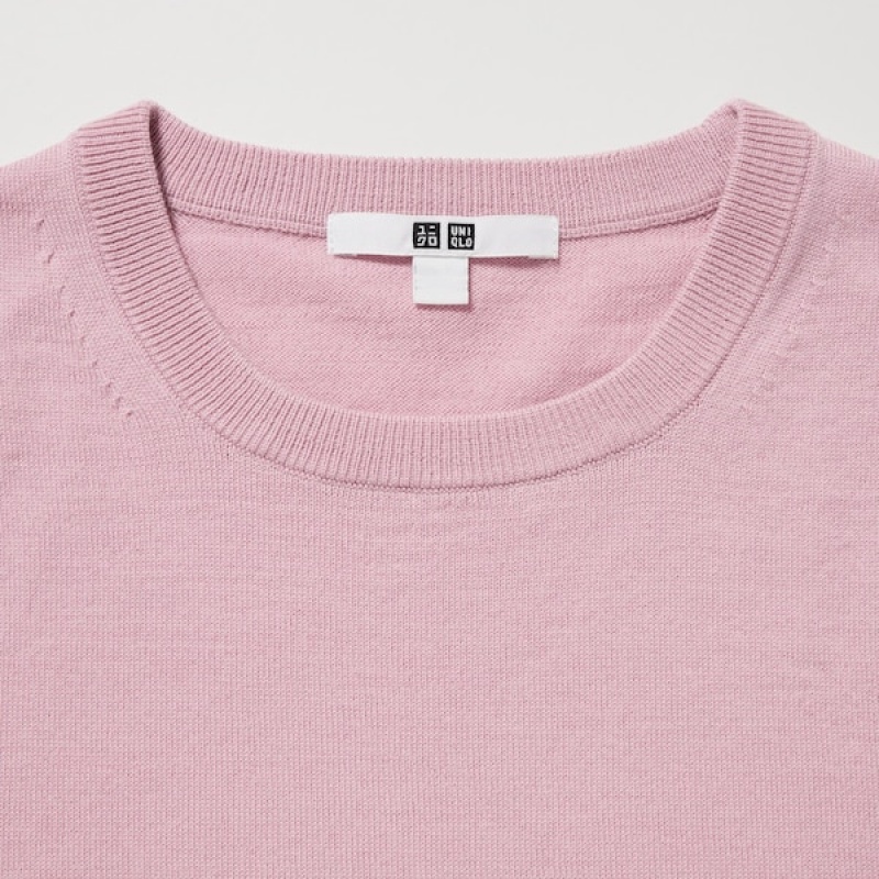 Uniqlo Extra Fine Merino Crew Neck Long-Sleeve Trøjer Dame Blå | 5231-RQLDM