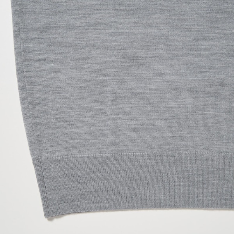 Uniqlo Extra Fine Merino Crew Neck Trøjer Herre Grå | 6153-JUICA