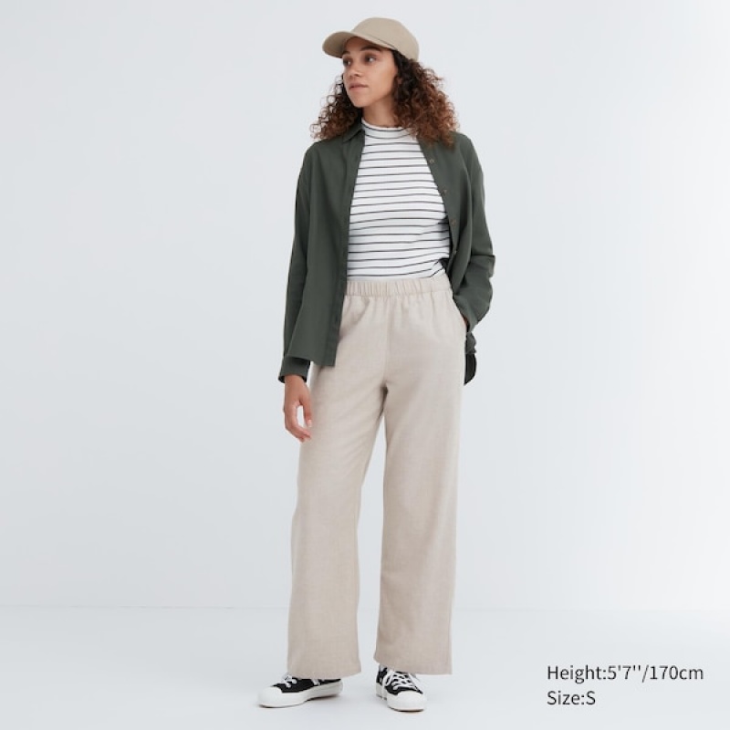 Uniqlo Flannel Bukser Dame Beige | 2583-YGSME