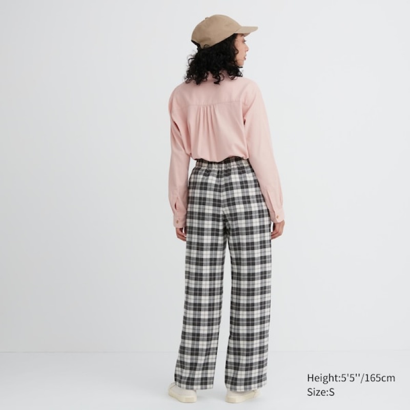 Uniqlo Flannel Bukser Dame Hvide | 4387-BDAOZ