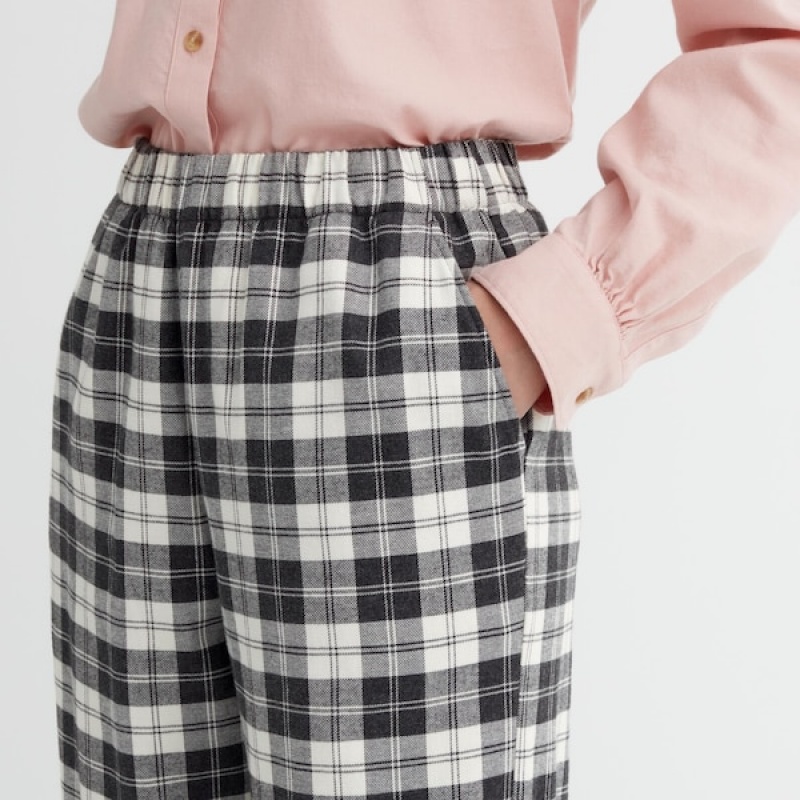 Uniqlo Flannel Bukser Dame Hvide | 4387-BDAOZ