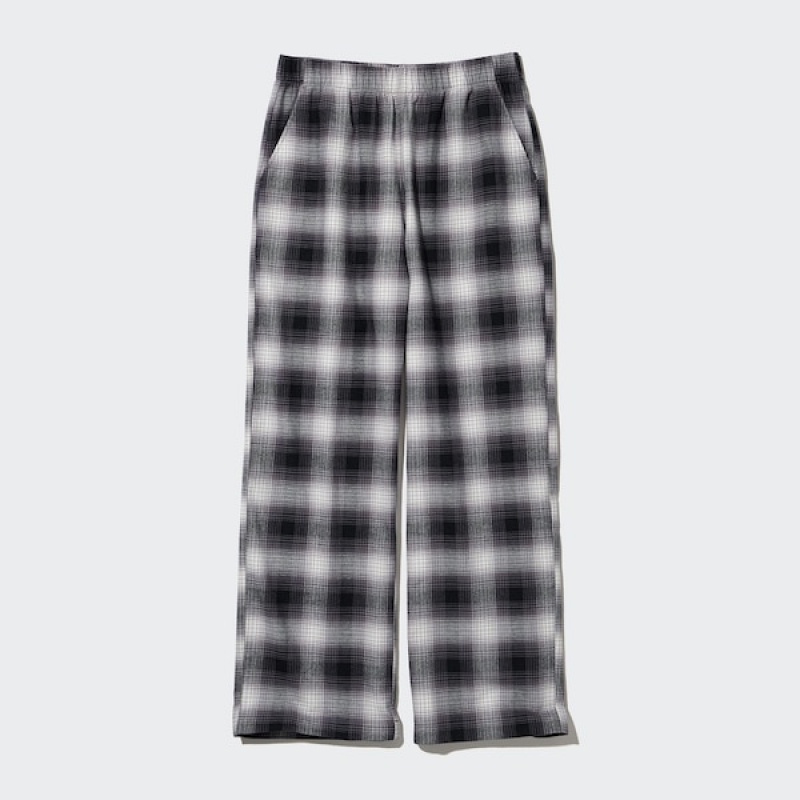 Uniqlo Flannel Checked Bukser Dame Grå | 4673-WZBAV