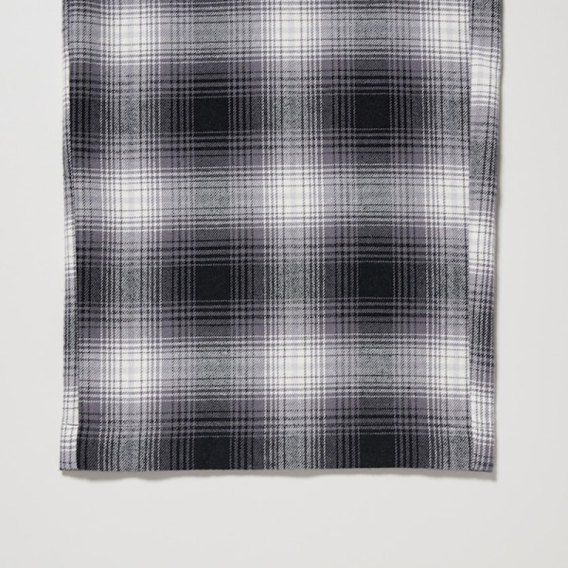 Uniqlo Flannel Checked Bukser Dame Grå | 4673-WZBAV