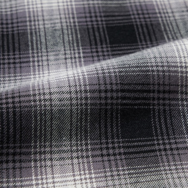 Uniqlo Flannel Checked Bukser Dame Grå | 4673-WZBAV