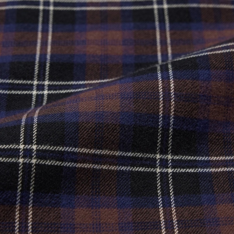 Uniqlo Flannel Checked Bukser Dame Mørkebrune | 6157-ADFPC