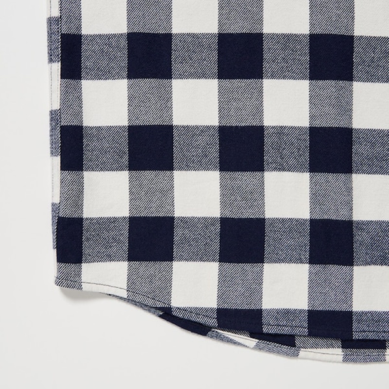 Uniqlo Flannel Checked Long-Sleeve Skjorte Herre Blå | 9801-VEWNU