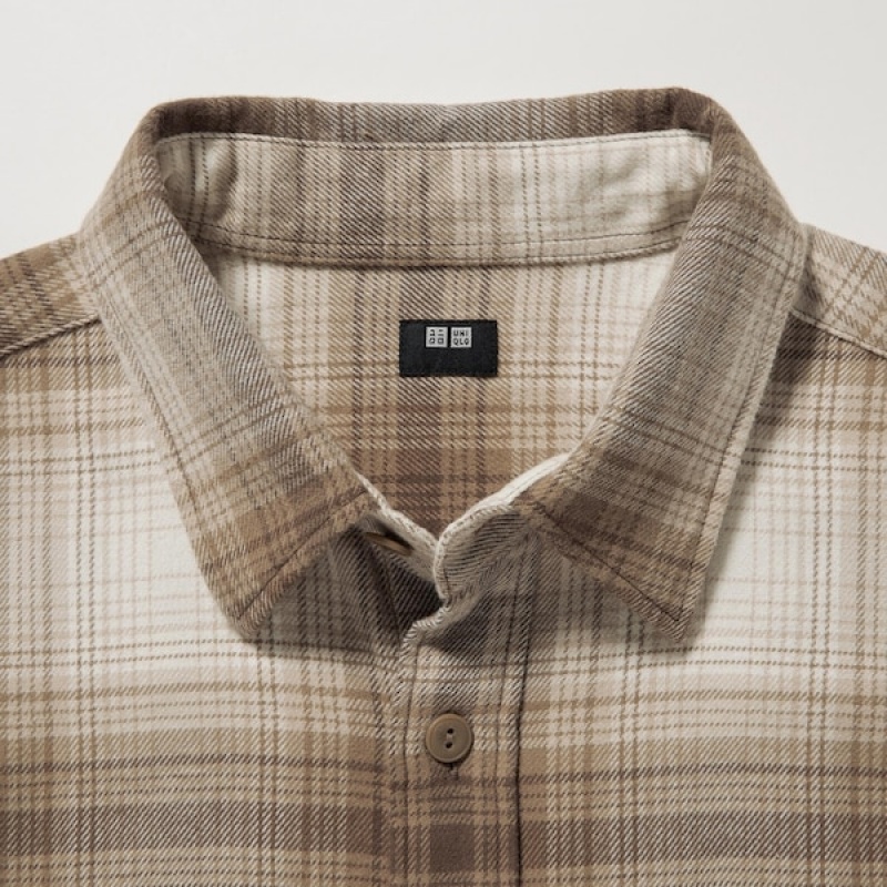 Uniqlo Flannel Checked Long-Sleeve Skjorte Herre Kobber | 5639-WHFYX