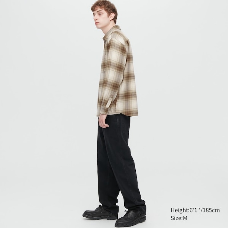 Uniqlo Flannel Checked Long-Sleeve Skjorte Herre Kobber | 5639-WHFYX