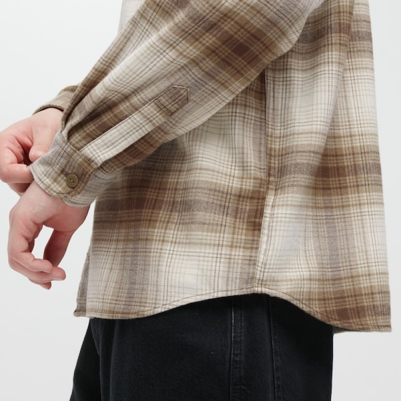 Uniqlo Flannel Checked Long-Sleeve Skjorte Herre Kobber | 5639-WHFYX