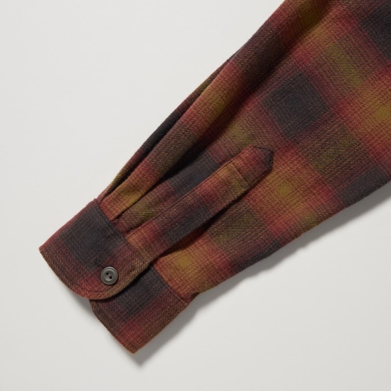 Uniqlo Flannel Checked Long-Sleeve Skjorte Herre Brune | 3496-BVISY