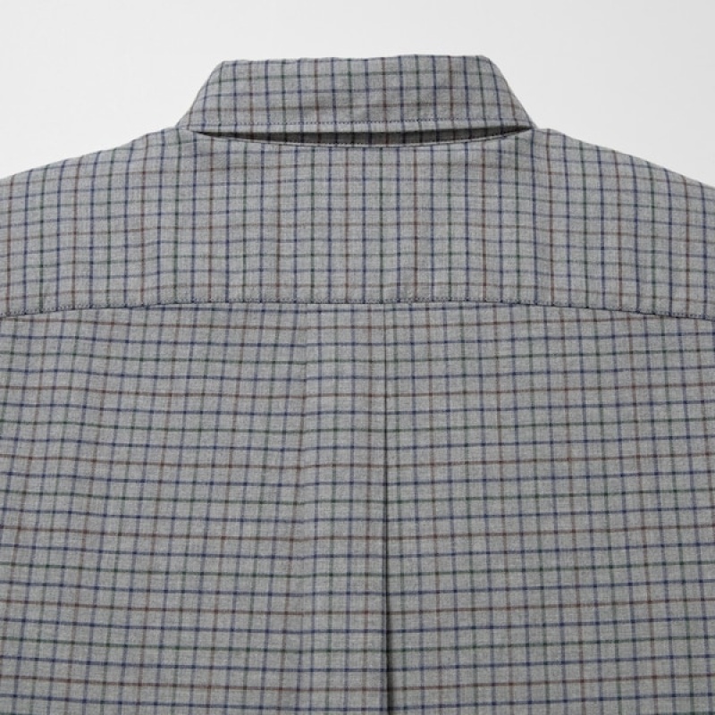 Uniqlo Flannel Checked Long-Sleeve Skjorte Herre Grå | 0946-RNQYU