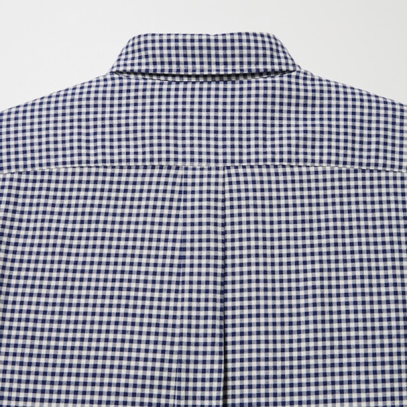 Uniqlo Flannel Checked Long-Sleeve Skjorte Herre Blå | 4281-ALVSF