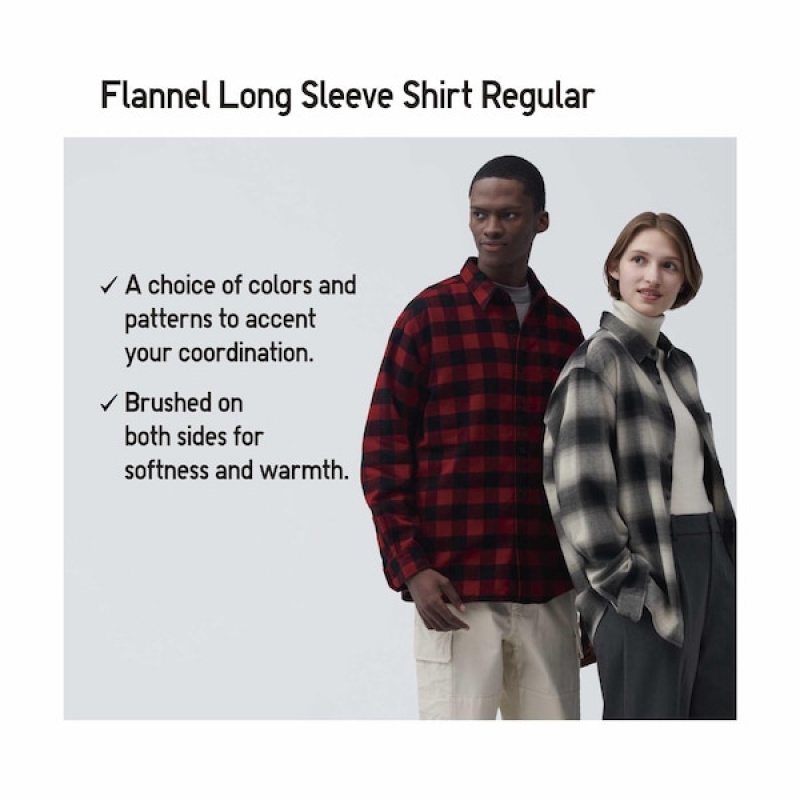 Uniqlo Flannel Checked Long-Sleeve Skjorte Herre Blå | 2513-XJSIK