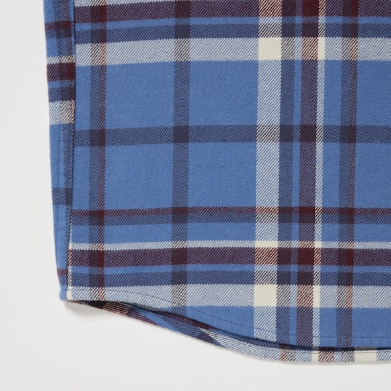 Uniqlo Flannel Checked Long-Sleeve Skjorte Herre Blå | 3752-OBJUR