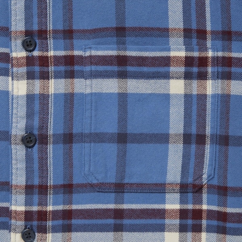 Uniqlo Flannel Checked Long-Sleeve Skjorte Herre Blå | 3752-OBJUR