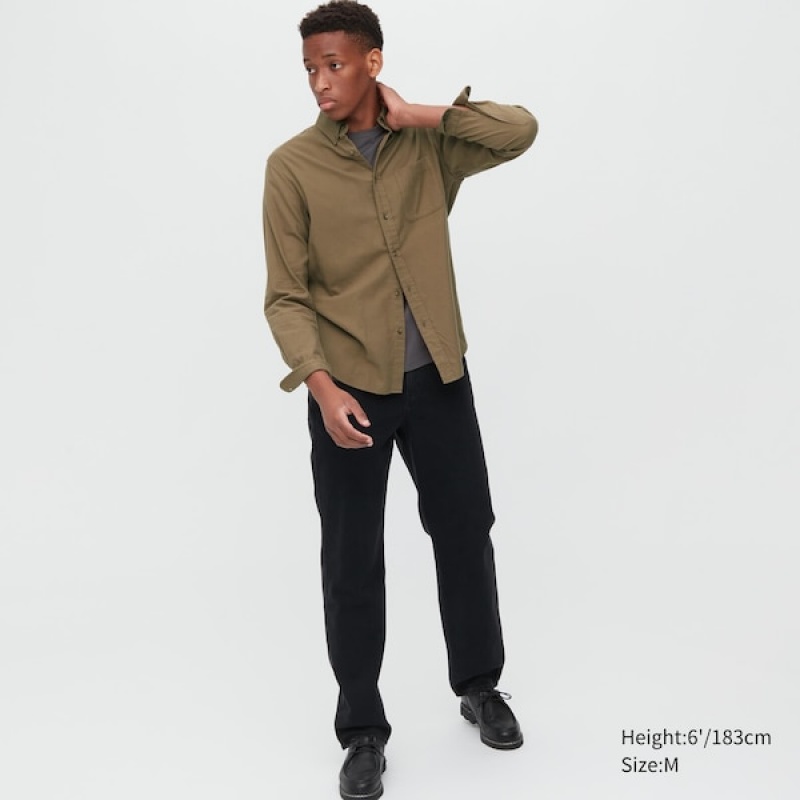 Uniqlo Flannel Long-Sleeve Skjorte Herre Brune | 9045-CXOGB