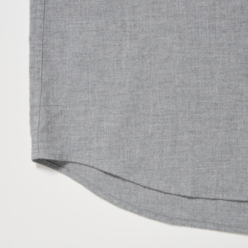 Uniqlo Flannel Long-Sleeve Skjorte Herre Grå | 7810-TMESB