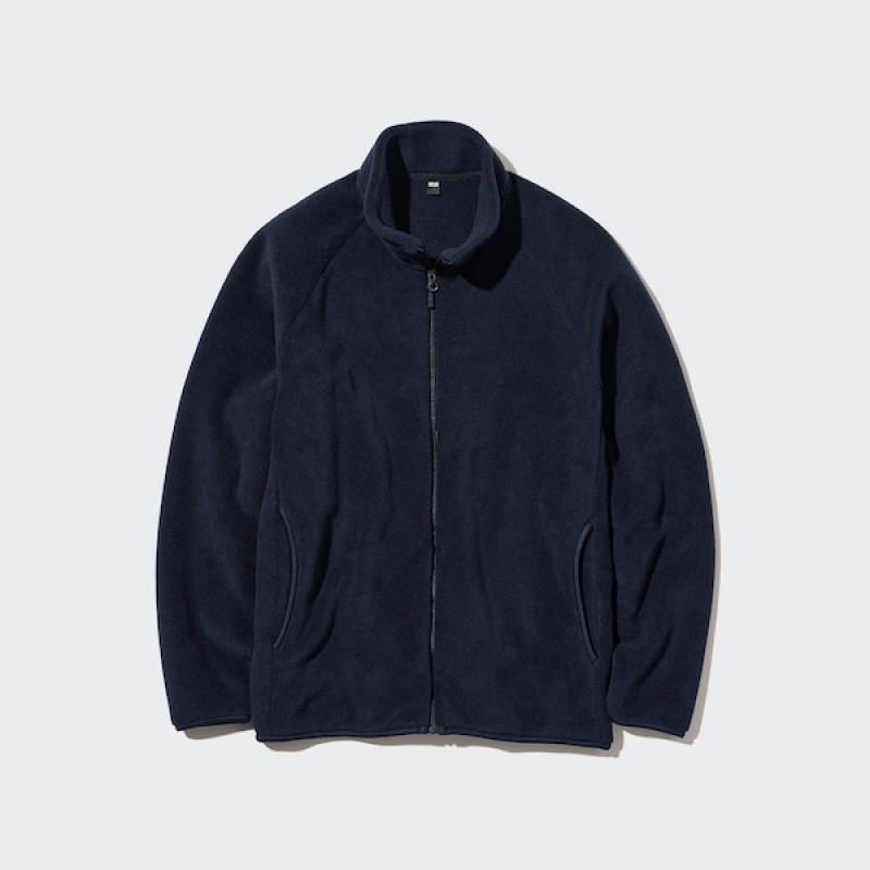 Uniqlo Fleece Long-Sleeve Full-Zip jackets Herre Mørkeblå | QUYDKR-304