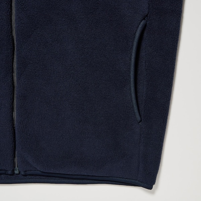 Uniqlo Fleece Long-Sleeve Full-Zip jackets Herre Mørkeblå | QUYDKR-304