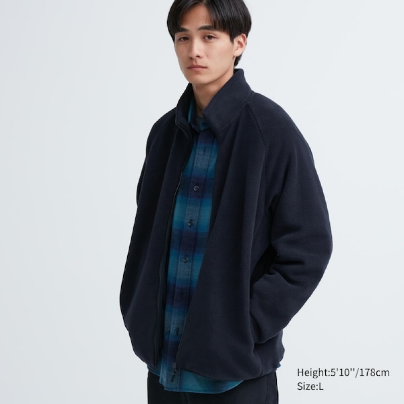 Uniqlo Fleece Long-Sleeve Full-Zip jackets Herre Mørkeblå | QUYDKR-304