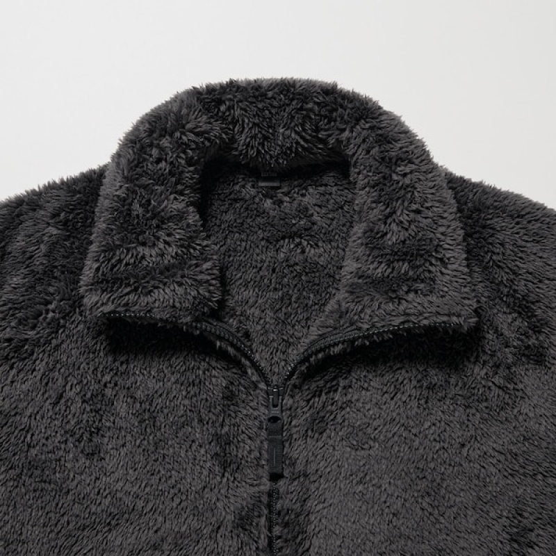 Uniqlo Fluffy Yarn Fleece Full-Zip jackets Herre Mørkegrå | MFOKTH-842