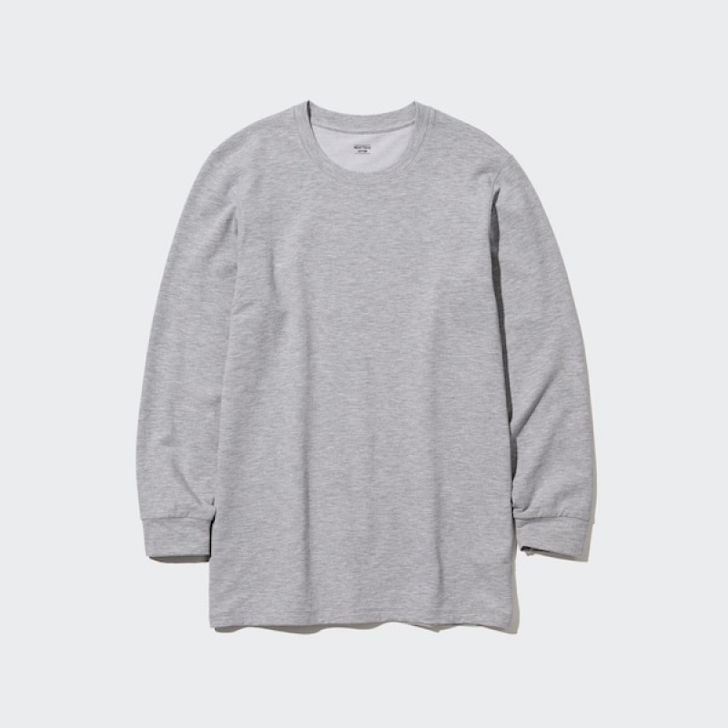 Uniqlo HEATTECH Bomulds Crew Neck T Shirts Herre Grå | 5320-YSVWZ