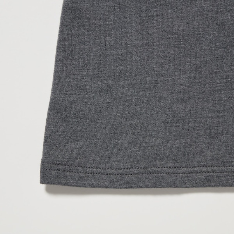 Uniqlo HEATTECH Bomulds Scoop Neck Long-Sleeve T Shirts Dame Mørkegrå | 0792-XGZRN