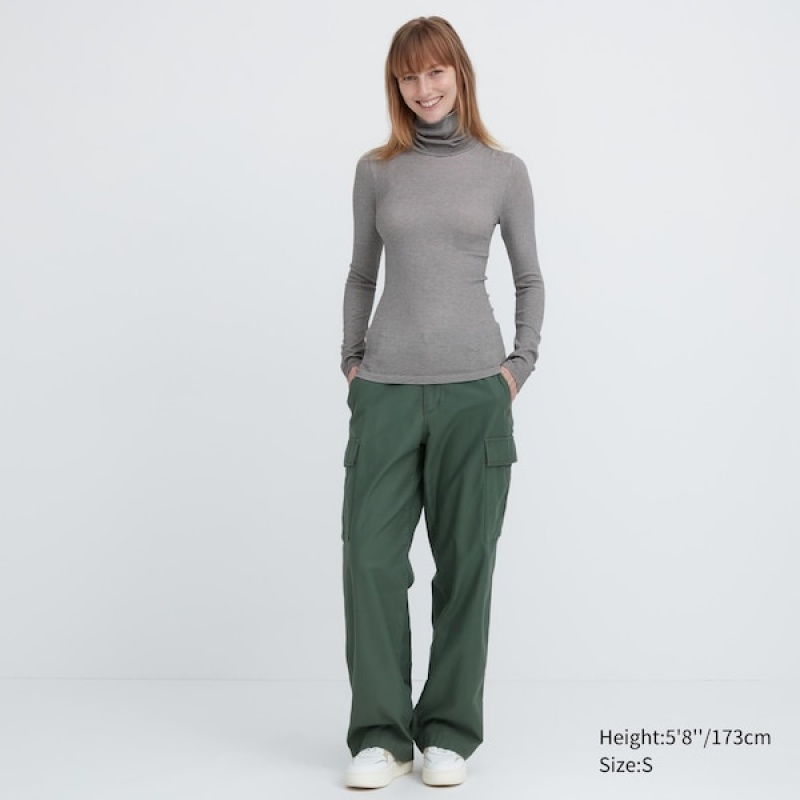 Uniqlo HEATTECH Extra Warm Seamless Turtleneck T Shirts Dame Grå | 7869-RUGTE