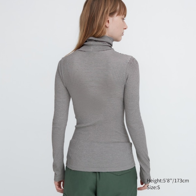 Uniqlo HEATTECH Extra Warm Seamless Turtleneck T Shirts Dame Grå | 7869-RUGTE