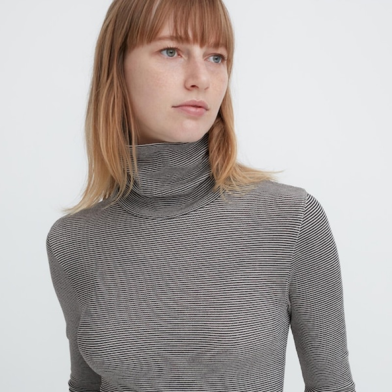 Uniqlo HEATTECH Extra Warm Seamless Turtleneck T Shirts Dame Grå | 7869-RUGTE