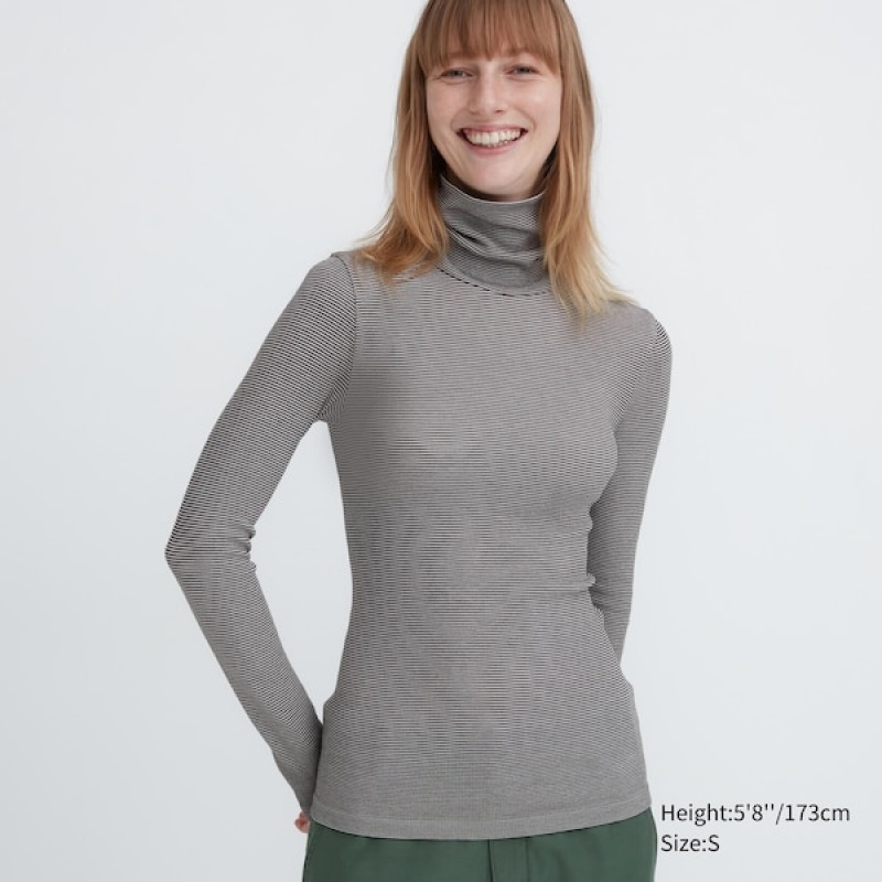 Uniqlo HEATTECH Extra Warm Seamless Turtleneck T Shirts Dame Grå | 7869-RUGTE