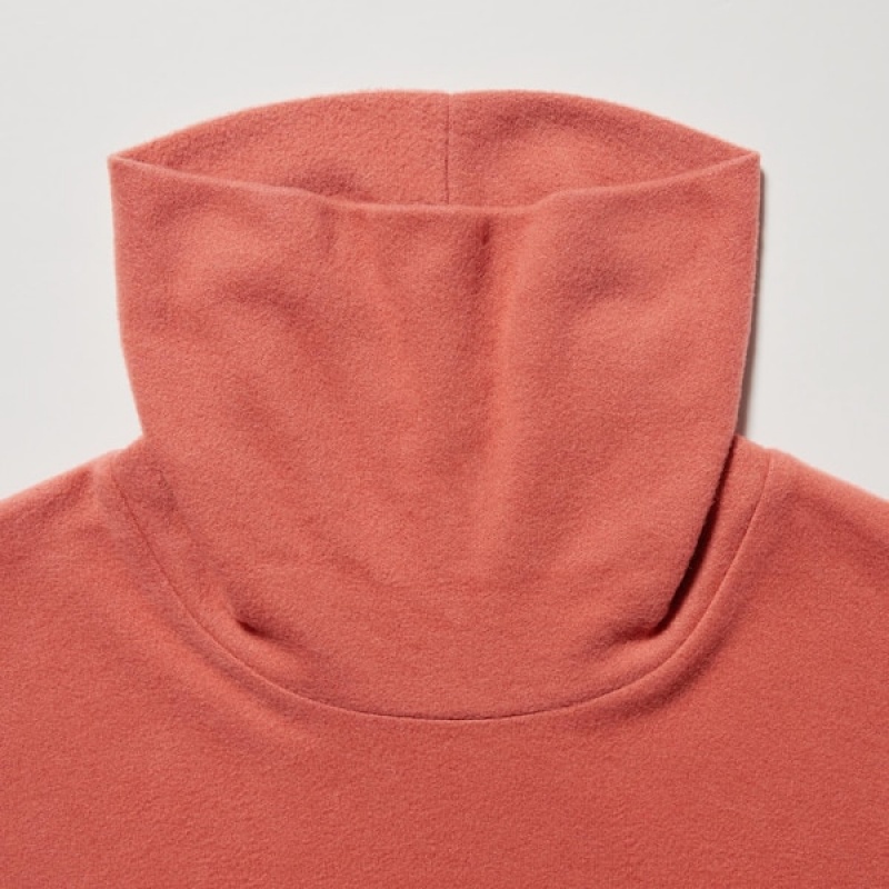 Uniqlo HEATTECH Fleece Turtleneck Long-Sleeve T Shirts Dame Orange | 5723-DVFBW