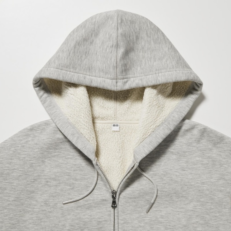 Uniqlo HEATTECH Pile-Forede Sweat Full-Zip Hættetrøje Dame Grå | 1743-QMGSW