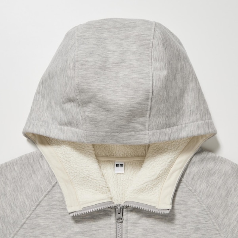 Uniqlo HEATTECH Pile-Forede Sweat Full-Zip Hættetrøje Herre Grå | 0294-DZUMW