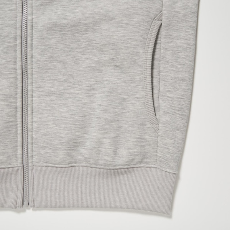 Uniqlo HEATTECH Pile-Forede Sweat Full-Zip Hættetrøje Herre Grå | 0294-DZUMW