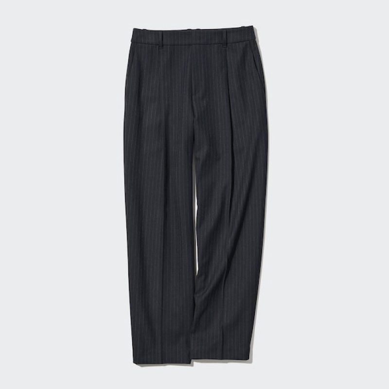 Uniqlo HEATTECH Plisseret Tapered Bukser Dame Mørkeblå | 0471-EBUXW