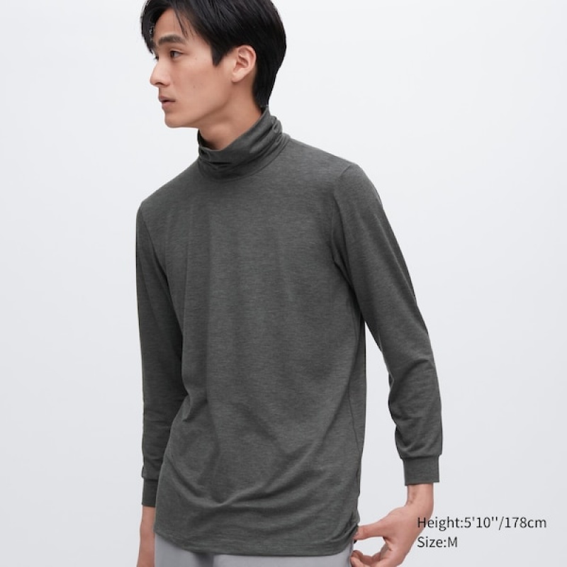 Uniqlo HEATTECH Turtleneck Long-Sleeve T Shirts Herre Mørkegrå | 6250-RUBJH