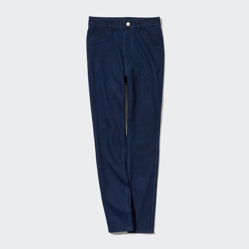 Uniqlo HEATTECH Ultra Stretch High-Rise Denim Leggings Dame Blå | 6183-PDMAG