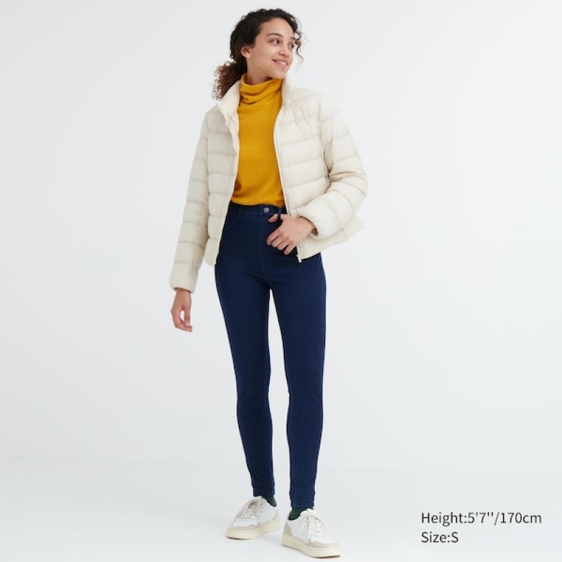 Uniqlo HEATTECH Ultra Stretch High-Rise Denim Leggings Dame Blå | 6183-PDMAG